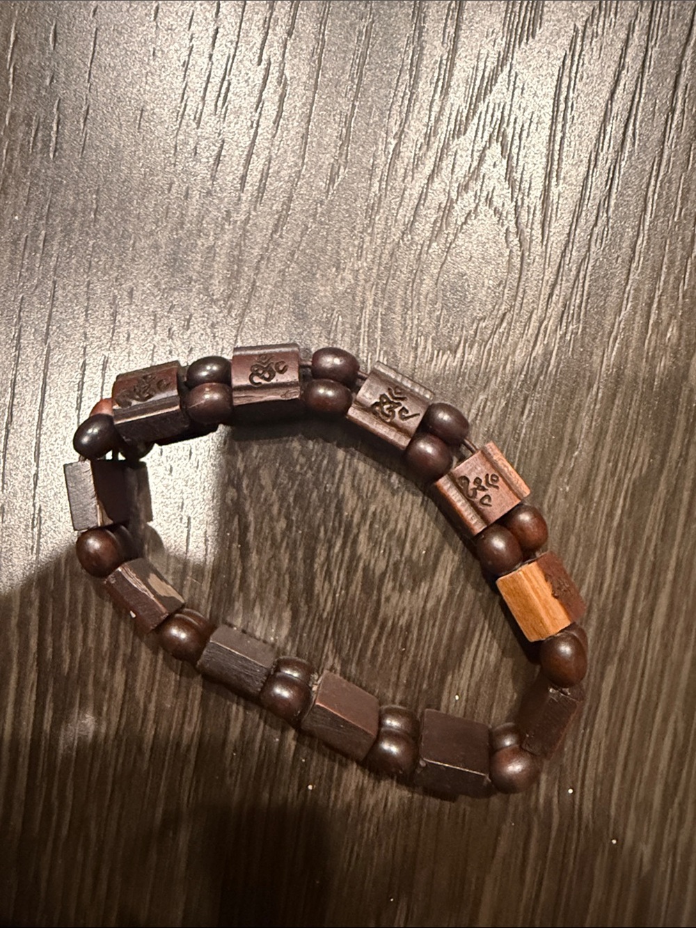Wood Bead Stretch Bracelet - Brown